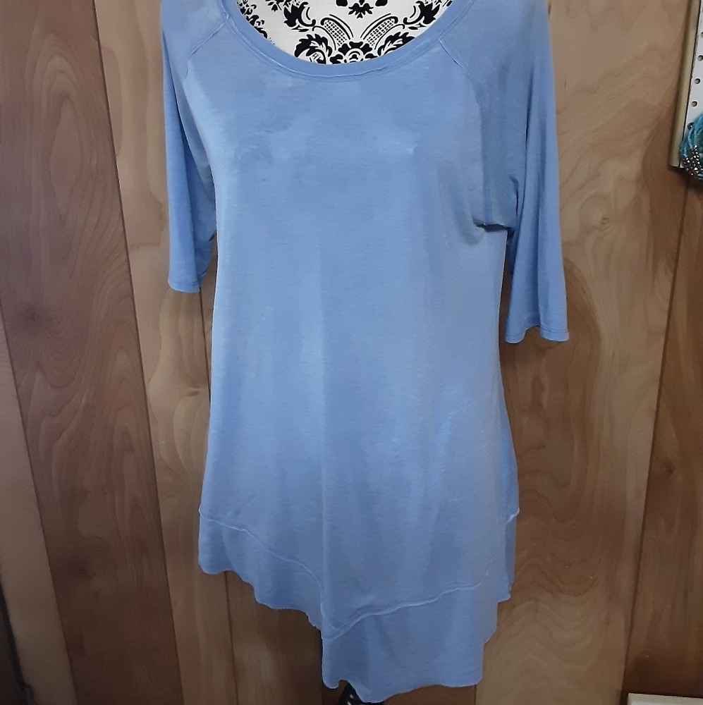 CALVIN KLEIN BLUE ASYMMETRICAL PERFORMANCE TOP L